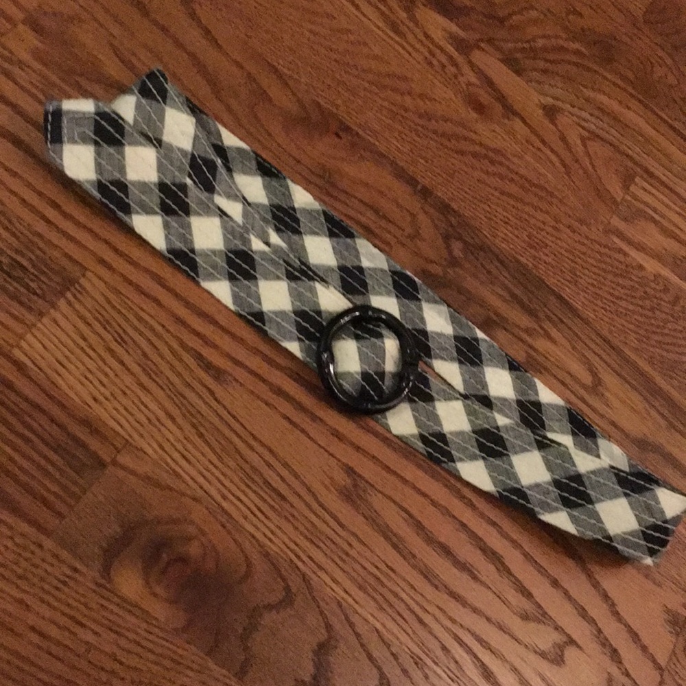 J. Crew black and white gingham fabric belt